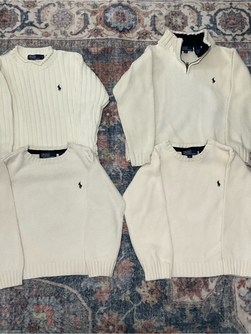 Polo by Ralph Lauren Cream Crewneck & Quarter-Zip Sweaters (Set of 4) size 5/6